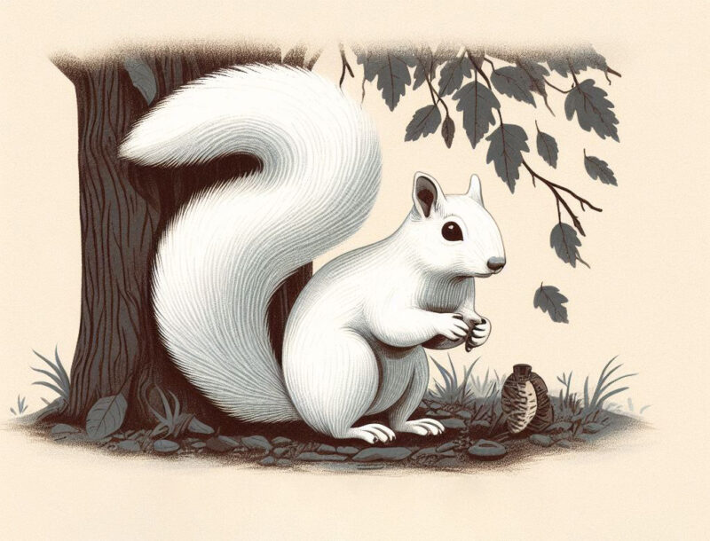 White Squirrel Under a Tree